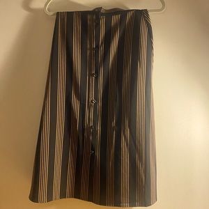 Black striped long skirt button up